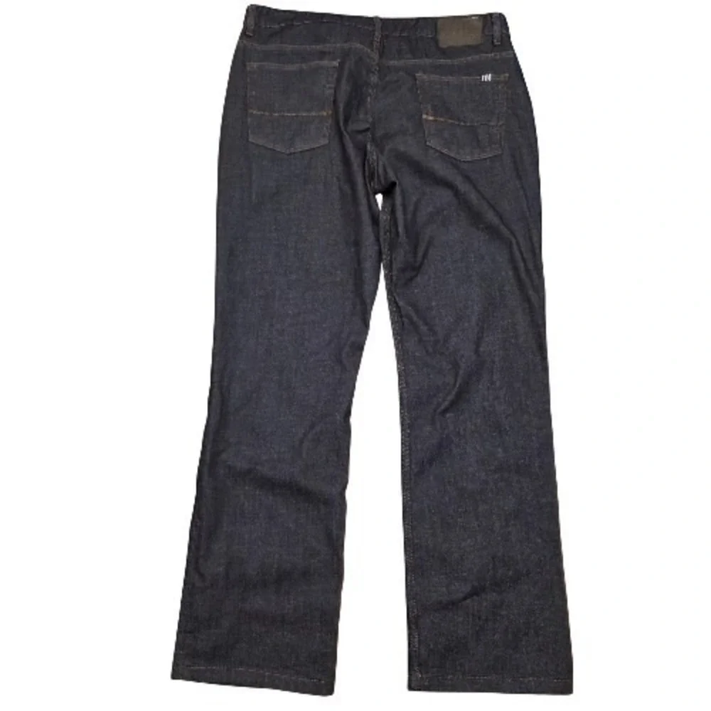 Mens 38x34 Jeans Straight‎ Leg Dark Wash Flat Front Dress Work Five Four